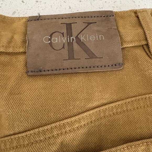 Calvin Klein Jean Skirt- Size 6 Mustard Color- Knee Length/Straight Skirt - Picture 3 of 5